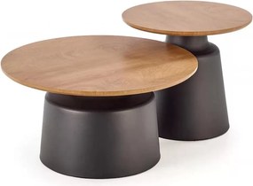 Set măsuțe de cafea Malomi - stejar natural / negru