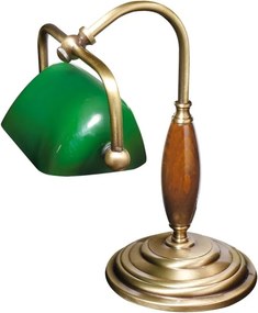 Lampa de birou din alama si lemn Banker Petite