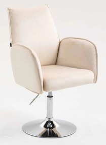 HR280N Scaun Crem din Catifea cu Bază Cromata