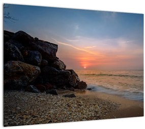 Tablou apusului de soare pe plajă (70x50 cm), în 40 de alte dimensiuni noi