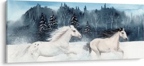 Tablou cu caii pictați (120x50 cm)