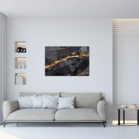 Tablou - Negru - decor auriu (90x60 cm)