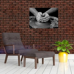 Tablou alb negru - producția de ceramică (70x50 cm)