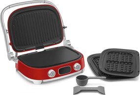 Grătar multifuncțional SMEG 50's Style MGF01RDEU, 2100 W, 60-230 °C, 3 programe, acoperire ceramică, tavă de scurgere, semnal sonor, cronometru, roșu