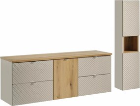 Set mobilier baie 160 cm 5 piese Comad Viva stejar Coast Evoke si bej cașmir mat