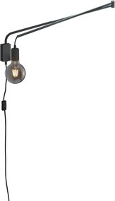 Aplică de perete negru-mat cu structură flexibilă cu alimentare la priză Line – Trio