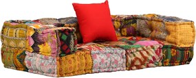 vidaXL Canapea puf modulară cu 2 locuri, petice, material textil
