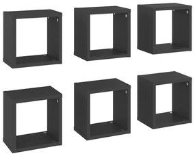807060 vidaXL Rafturi de perete cub, 6 buc., gri, 22x15x22 cm