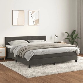 3141378 vidaXL Pat box spring cu saltea, gri închis, 180x200 cm, catifea