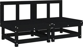 vidaXL Canapele de mijloc pentru grădină, 2buc., negru, lemn masiv pin