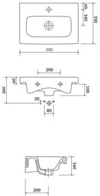Lavor încastrat Cersanit K116-008 MODUO SLIM 35x50 cm ceramică/alb lucios