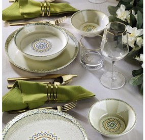 Set veselă 12 piese verde/porțelan