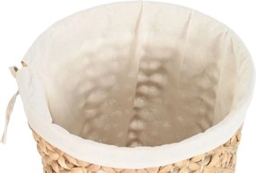 Set 2 coșuri de rufe din stuf și bumbac, maro, cu capac, finisaj natural, 58 x 40 x 40 cm, „Wasigny”