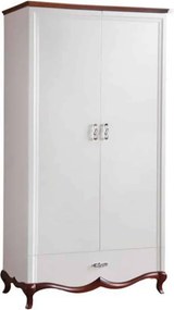 Dulap lemn masiv nuc Milan 2 Uși Alb-, 114 × 62,5 × 209,5 cm