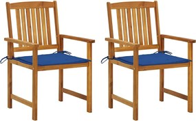vidaXL Scaune de grădină cu perne, 2 buc., lemn masiv acacia