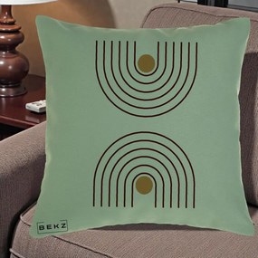Perna Decorativa Geometric Boho Arc, 40x40 cm, Verde, Husa Detasabila, Perna Inclusa, BEKZ®