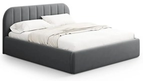 Pat matrimonial gri tapițat cu spațiu de depozitare cu somieră 200x200 cm Juno – Windsor &amp; Co Sofas