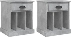 vidaXL Noptiere, 2 buc., gri beton, 43x36x50 cm