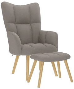 vidaXL Scaun de relaxare cu taburet, gri taupe, textil