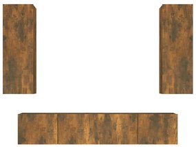 vidaXL Set dulapuri TV, 4 piese, stejar fumuriu, lemn prelucrat