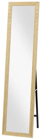 HOMCOM, Oglindă pe suport, pentru perete sau așezare, cu ramă din lemn, pentru living sau dormitor, 37 x 155 cm, maro deschis | Aosom Romania