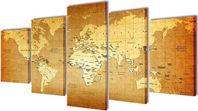 vidaXL Set tablouri din pânză cu imprimeu harta lumii, 200 x 100 cm