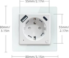 Immax NEO 07553L - Priză inteligentă tip E 16A/230V + 1xUSB-A+1xUSB C PD 20W