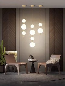 Pendul LED cu 3 Tipuri de Lumina, Inaltime Reglabila, Doua Globuri, 40W, Auriu
