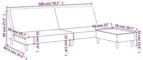 Canapea extensibila cu taburet, 2 locuri, gri inchis, catifea Morke gra, Cu suport de picioare