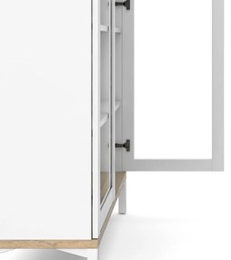 Vitrină albă-în culoare naturală cu aspect de lemn de stejar 89x203x36 cm Roomers – Tvilum