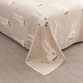 Cearsaf din microfibra 140x240 cm si husa de perna 50x70 cm WHITE RABBIT, bej