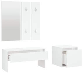 Set mobilier pentru hol, alb, lemn compozit Alb, 1