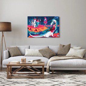 Tablou - Prinț și prințesa cu dragon (90x60 cm)