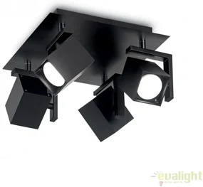 Plafoniera design modern cu 4 spoturi directionabile MOUSE PL4 neagra 156712