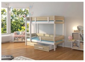 Pat Dormitor Dublu Cu Saltea ETIONA Stejar/Alb 90x200cm
