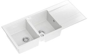 Chiuveta compozit incastrata Quadron Evan 121 alb - inox 116x50 cm