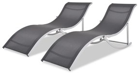 vidaXL Șezlonguri de plajă pliabile, 2 buc, aluminiu și textilenă