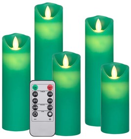 Set lumanari electrice cu LED si telecomanda, 5 buc., alb cald 1, Verde