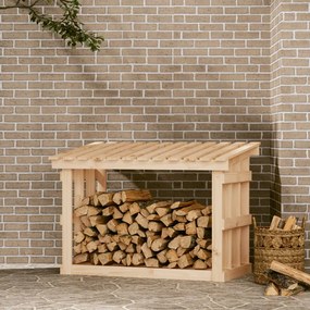 Rastel pentru lemne de foc, 108x64,5x77 cm, lemn masiv pin Maro, 108 x 64.5 x 77 cm