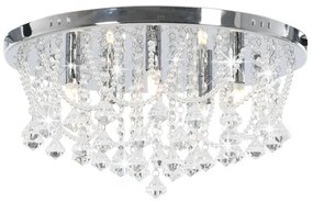 vidaXL Lustră cu mărgele de cristal, argintiu, rotund, 4 becuri x G9