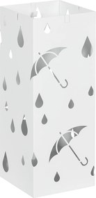 HOMCOM Suport pentru Umbrele din Metal cu 4 Cârlige, Suport pentru Umbrele cu Design Modern, 15,5x15,5x41 cm, Alb | Aosom Romania