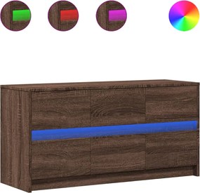 vidaXL Dulap TV cu LED, stejar maro, 100x34x50 cm, lemn prelucrat