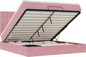 vidaXL Cadru de pat otoman cu saltele Roz 160x200cm catifea