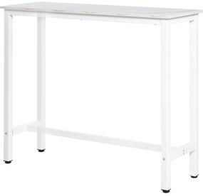 HOMCOM Masă de Bar Masă Înaltă cu Blat din Melamină Efect de Marmură și Picioare din Oțel Stil Modern pentru Bucătărie Cafenea Sufragerie 120x40x100 cm Alb | Aosom Romania