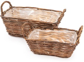 Coș de florărie din răchită maro, 32 x 17 x 13 cm