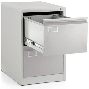 Dosar metalic A4 - 2 sertare, 45,5 x 62 x 71,5 cm, blocare cilindrica, gri deschis - ral 7035