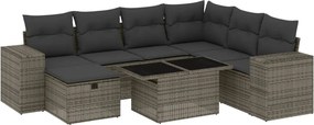 vidaXL Set canapele de grădină cu perne, 8 piese, gri, poliratan