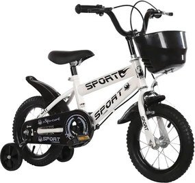 Bicicleta copii 12 inch cu roti ajutatoare si frane C-brake, NBW, 2-5 ani, Alb