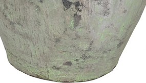 Vas decorativ amforă din teracotă, verde vintage, piesă unicat vintage, 65 x 65 x 72 cm, „Creta"
