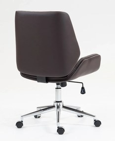 RESIGIALT- Scaun directorial, inaltime reglabila, brate fixe, piele ecologica, baza metalica, Maro